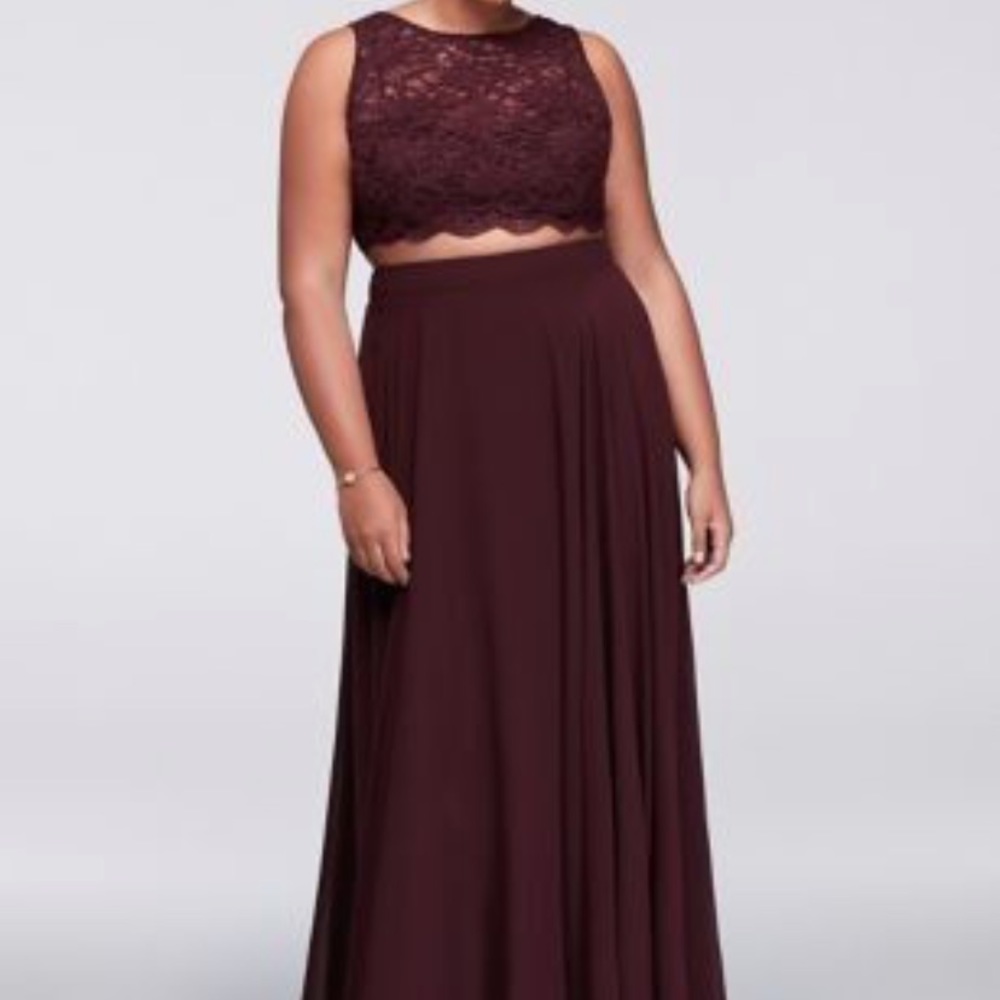 Burgundy 2-piece Formal Dress